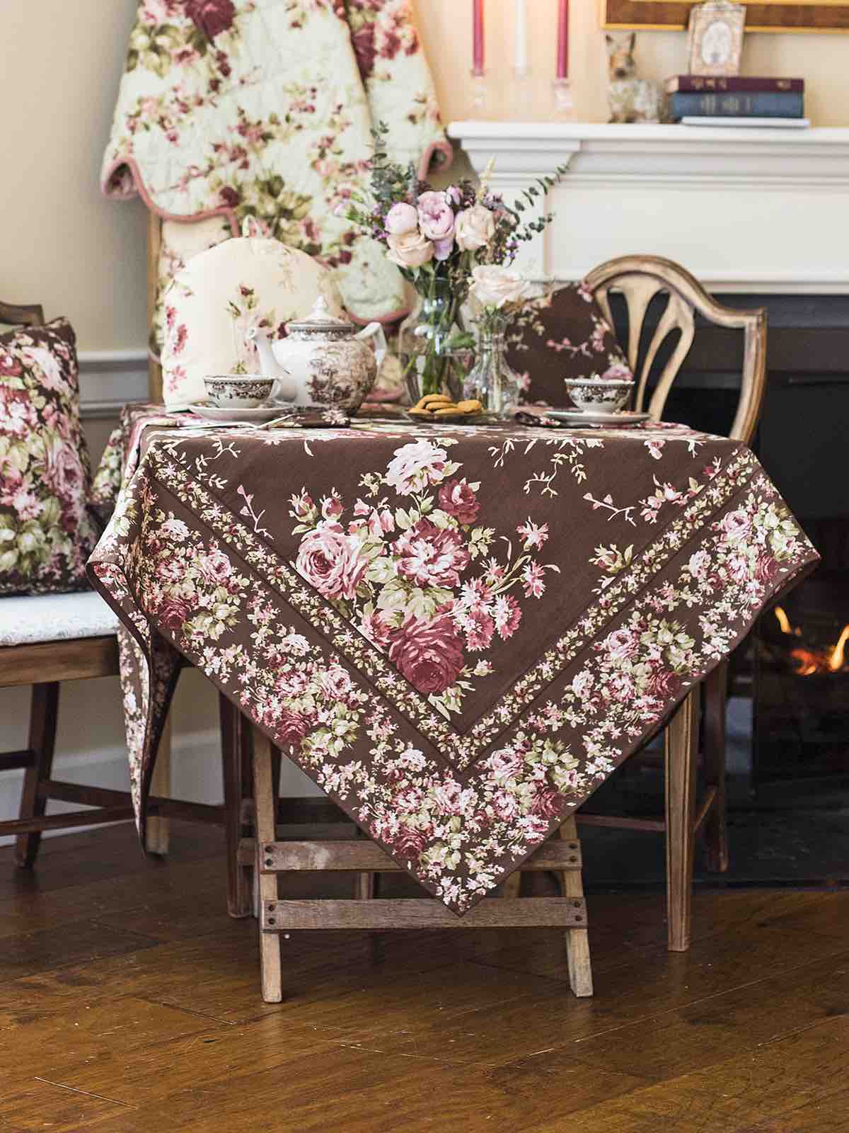 April Cornell 60x90\" Tablecloth | Cottage Rose Nutmeg