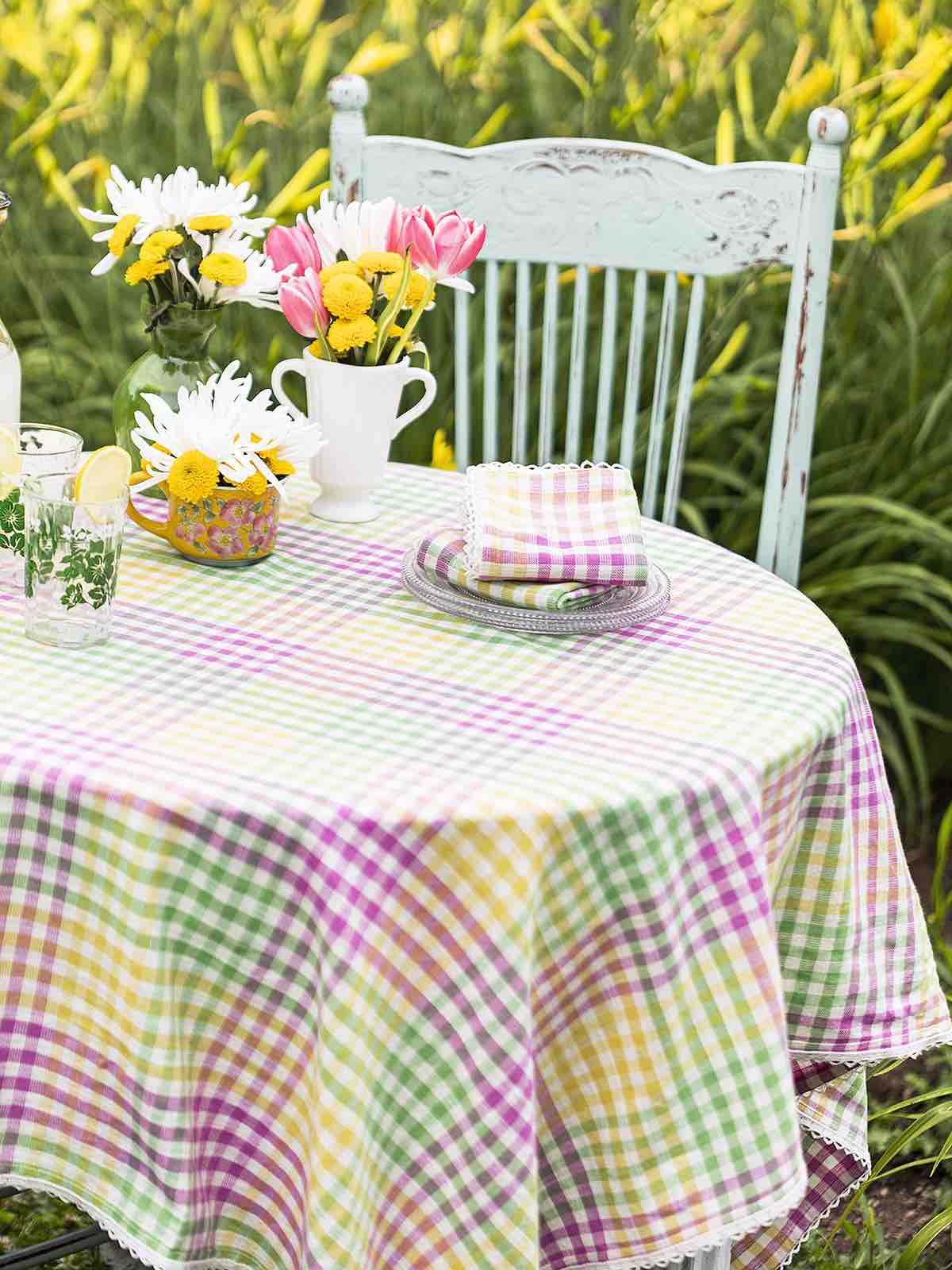 April Cornell 60x90\" Tablecloth | Garden Plaid Multi