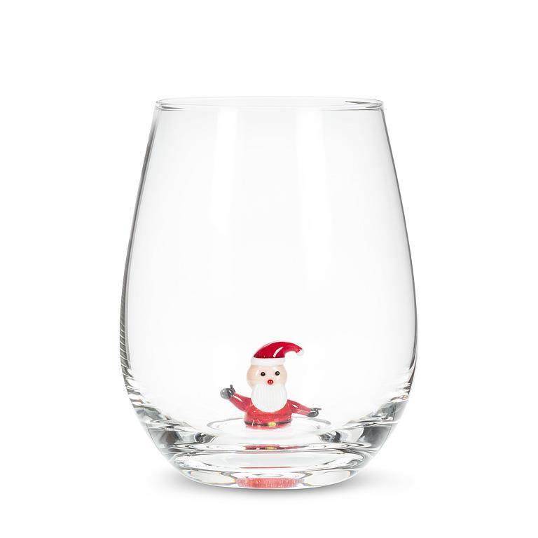 Stemless Wine Glass | Santa Icon