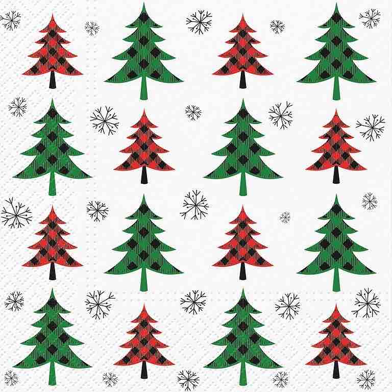 Christmas Napkins | Luncheon 20pk | Checked Tree