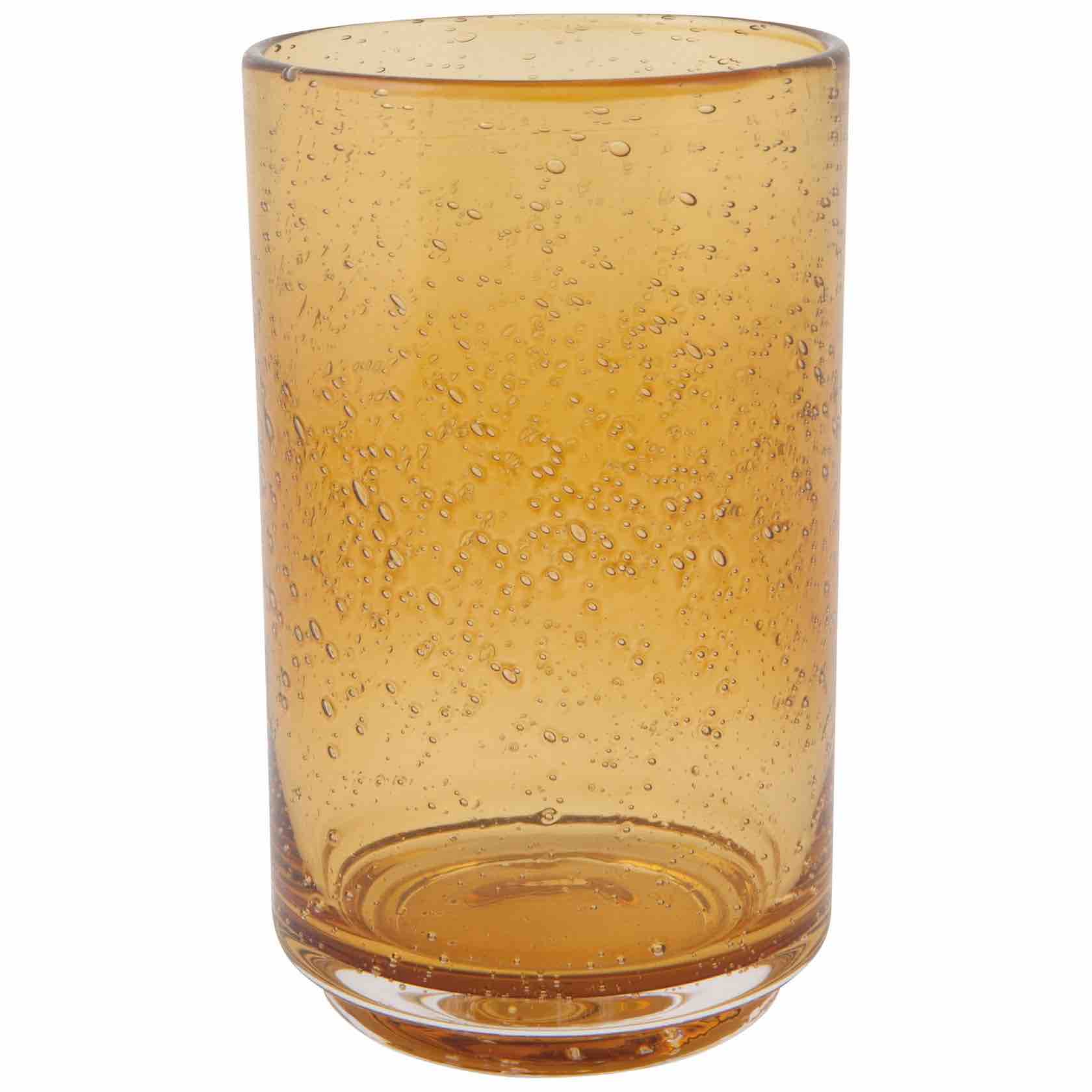 Bubbled Glass Tumblers | Set of 4 | 17oz Amber