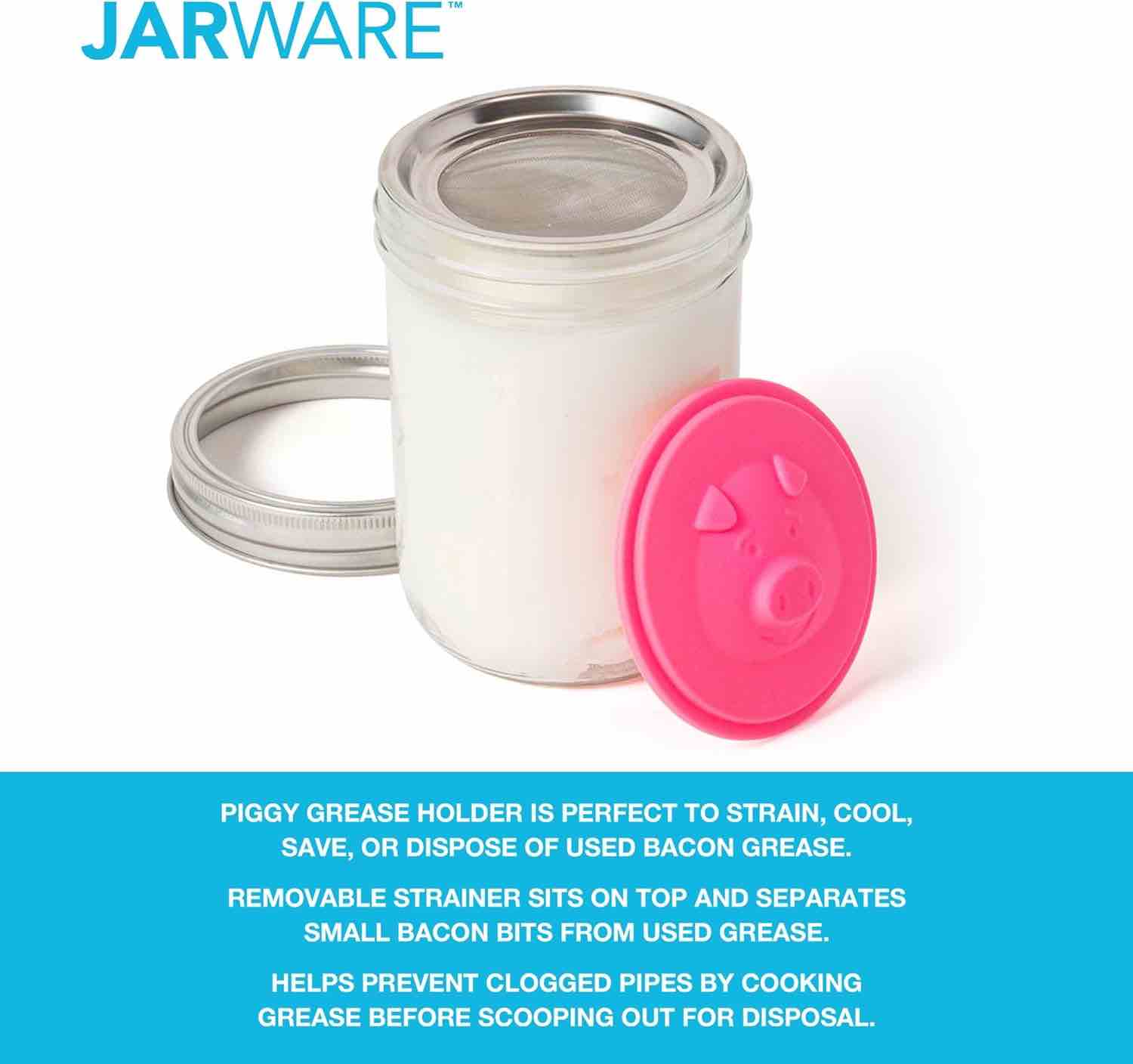 JarWare Silicone Bacon | Grease Keeper Mason Jar Lid