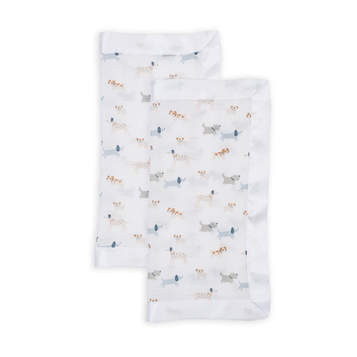 Lulujo Muslin Security Blankets | Set of 2 | Puppies