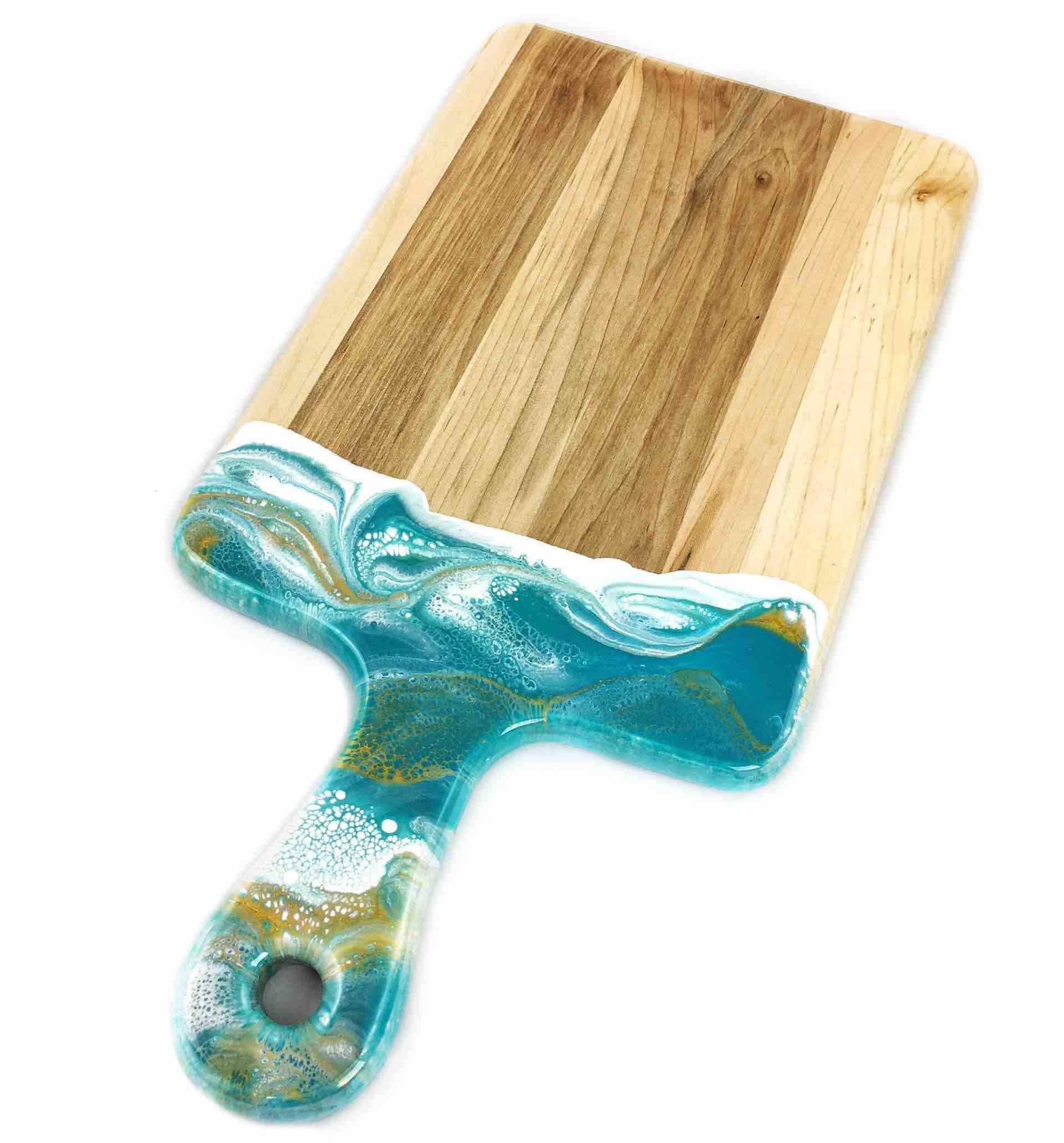 Lynn & Liana Cheeseboard with Dipped Handle | 8x16" | Teal