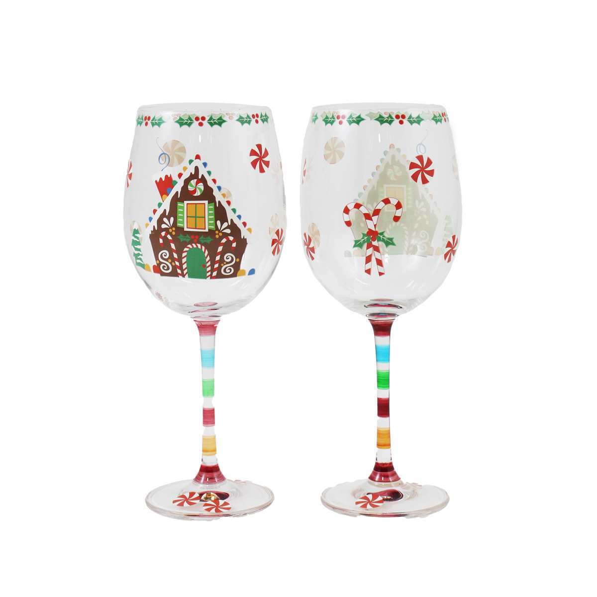 Gingerbread & Candy Cane Wine Glass