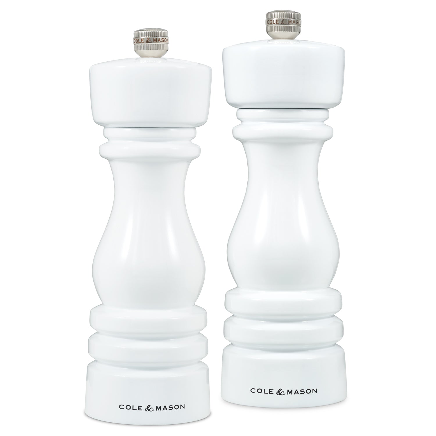 Cole & Mason LONDON Salt & Pepper Mill Set | 18cm | White Gloss