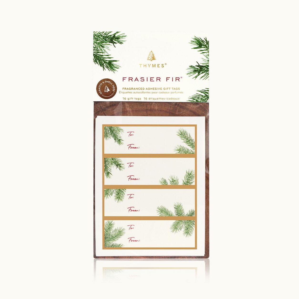 Thymes | Frasier Fir Fragranced Adhesive Gift Tags | 16 Tags